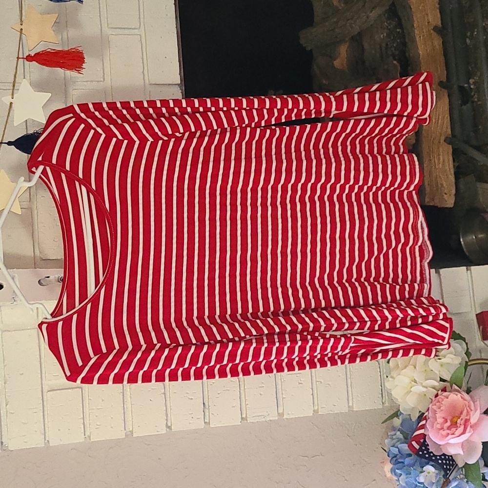 Bell-sleeve Red Stripe Top